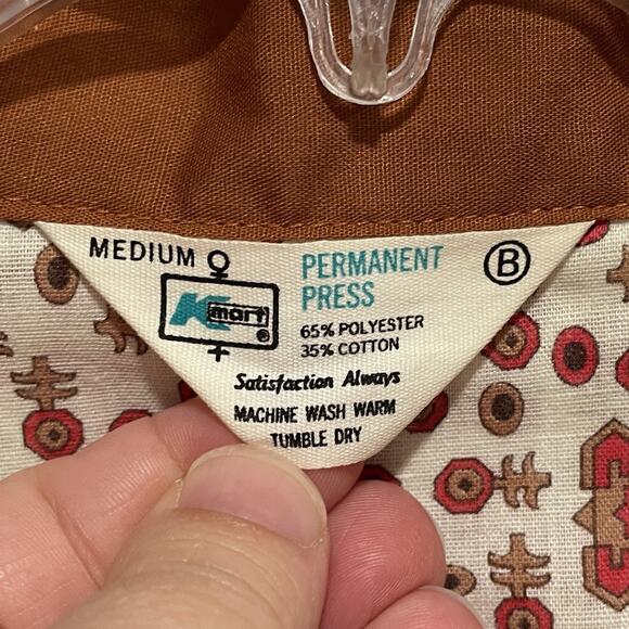 Vintage 70s K Mart Womens Button Front Shirt Size Medium Retro Groovy Pocket - Picture 2 of 6
